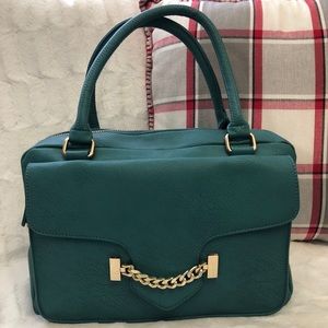 🚫 S O L D 🚫 JUSTFAB 👜 Teal & Gold Satchel Handbag